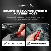 SafeProX 2 in 1 Emergency Escape Tool, Life Saving Car Window Breaker & Seatbelt Cutter - Car Window Hammer for Quick Accident Aid & Safety on The Go with Seat Belt Cutter. (Pack of 2)