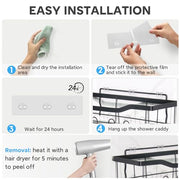 Lsnisni 14 Pack Shower Caddy Adhesive Replacement, Strong Adhesive Hooks, Waterproof Shower Adhesive Strips, No Drilling, for Bathroom Storage Shelves and Kitchen Racks