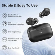 TOZO NC9 Hybrid Active Noise Cancelling Wireless Earbuds, 60H, LED Display | 6 Mic ENC Clear Calls, Deep Bass Sound, IPX8, in Ear Bluetooth 5.3 Headphones,32 EQs via APP, Comfort Fit Ear Buds, Black