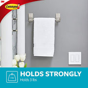 Command Towel Bar, Satin Nickel, 1 Towel Bar, 4 Strips | Towel Bar For Damage Free Bathroom Organization, No Tools, Holds On Glass, Metal, Mirrors, And Tile, No Holes Or Suction Cups