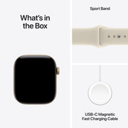 Apple Watch Series 12 GPS 42mm Smartwatch | Light Gold Aluminum Case, Sand Sport Band - S/M. Health + Fitness + Sleep Tracking, Heart Rate, Safety