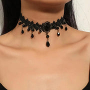 Fesciory Black Necklace for Women, Adjustable Daily Goth Jewelry Gift | Adjustable Fit, Close-Fit Black Necklace, Lace Velvet Beaded or Pendant Styles, Goth 90s Y2K Looks, Halloween & Party Wear