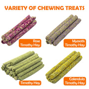 Sofier 32Pcs Timothy Hay Sticks 320g for Rabbit, Guinea Pig, Hamster - Natural Handmade Treats and Chews for Teeth - Chinchilla, Rat, Gerbil Toys