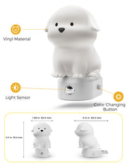 L LOHAS LED Plug in Night Light for Kids, 3D Cute Puppy Night Light | Dusk to Dawn Sensor, RGB+Soft White 3000K Dog Night Light, Christmas Birthday Gift Nightlight for Kids, Room Decor