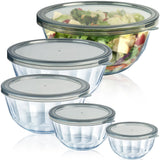 Glass Mixing Bowls with Airtight Lids, 5 PCS Thick Glass Nesting Bowls | Serving bowl For Kitchen Baking, Meal Prepping and Salad, Bpa Free Dishwasher Microwave and Oven Safe, 0.5/0.8/1.6/2.7/4.4 Q