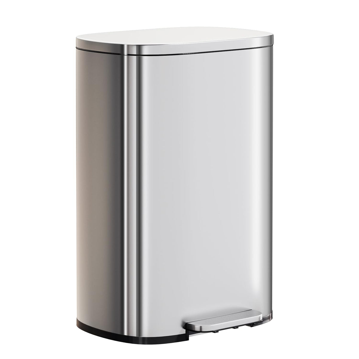 PayLessHere | 13G Trash Can with Lid | Steel | Removable Inner Bucket | Made of Stainless Steel | Soft-Close Step Pedal | Hands-Free Use | Easy to Clean | for Kitchen, Office, Bathroom