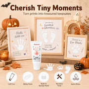 Noosuna Baby Hand and Footprint Paint with Sponge Head, 1.69 fl oz, White | Baby Safe Paint, Non-Toxic and Washable, Newborn Memento, New Mom Gifts, My First Halloween