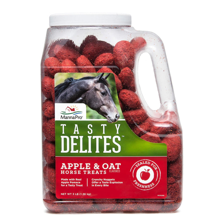Manna Pro Tasty Delights Horse Treats, Apple & Oat Flavor, 3 lb Tub | Bite-Size Training Treats, Apple & Oat Flavor, Great for Daily Rewards, Encourages Positive Reinforcement