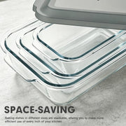 M MCIRCO 6 Piece Extra Deep Glass Baking Dish with Lids, BPA free | Rectangular Glass Bakeware Set, Baking Pans for Lasagna, Casserole Dishes, Microwave, Oven, Freezer, Dishwasher
