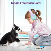 Candy Bila Wired Kids Headphones for School, Over-Ear for Boys Girls | Volume Limiter 85/94dB, HD Stereo Sound, Microphone and Wired Control,Foldable Design, Gradient Purple
