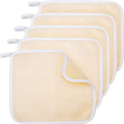 Tatuo 5 Pcs Exfoliating Face and Body Wash Cloths Towel, Beige | Weave Loofah Towel for Body Face, Dual-sided Exfoliating Scrub Massage Cloth, Shower Texture, 10.23x8.66 Inch
