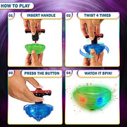 12-Pack Light Up Spinner Tops - UFO Spinning Tops with Gyroscope, LED Flashing Toy Bulk Novelty Party Favors & Fun Stocking Stuffers, Goodie Bag Fillers for Kids