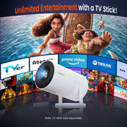WISHOLY Mini Projector with WiFi and Bluetooth, Portable Movie Projector with 180° Rotatable, 1080P HD Supported, Auto Vertical Keystone, Compatible with Smartphone, TV Stick, Laptop, HDMI, USB
