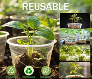 30 Pack Clear Nursery Plant Pots, 3.5/4/5 In with Drainage Holes, 20 Labels | High Transparency (Clear View of Root Growth), Variety Pack, Good Drainage, 20 Pack Easy-ID Plant Labels