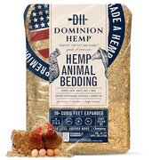 Dominion Hemp Premium Hemp Bedding for Chicken Coops 285L - 30lbs, 1-Pack | Ultra-absorbent USA hemp bedding for chicken coops and small pets, low dust, reduces odor, and keeps habitats clean and dry.