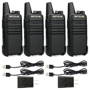 Retevis RT22 Compact & Lightweight FRS Walkie Talkies Long Range (4 Pack) | For Small Business, Camping, Hiking, Cruise, Safe Short Antenna, Comfortable to Carry, Loud & Clear Audio, USB-C
