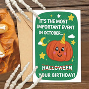 LiuuLi Halloween Birthday Card Gift for Her Him Women Men with Envelope | Halloween Themed Birthday Card with Spooky Pumpkin Design, Message Inside, Envelope Included, Perfect for October Birthday