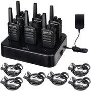 Retevis RT68 Business FRS Walkie Talkies Long Range with Earpieces 6 Pack | Rugged & Compact, License-Free, Powerful 500mW Speaker, 12-Hour Battery, Long-Term Supply, for Schools, Retail & Hospitality