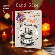 FSSDAS Funny Halloween Birthday Card for Women Men, Spooky Birthday Card | Happy Halloween Birthday Cake Card for daughter, best friends, Him, Her, Happy Boo-irthday Gift for Kids, with Envelope,
