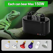 REPTI ZOO Dual Reptile Light Fixture for Reptile Dome UVB Lamp Fixture Dual Reptile Reflector Dome Lamp Cap Combo Integration Design Heat Lighting Lamp Kit