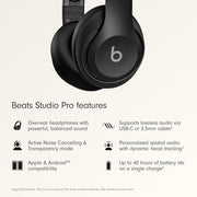 Beats Studio Pro Premium Wireless Over-Ear Headphones- Up to 40-Hour Battery Life, Active Noise Cancelling, Great for Travel & Commuting, USB-C Lossless Audio, Apple & Android Compatible -Black