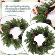 Suncalla Christmas Advent Wreath Candle Holder, Cedar Pine Cone | 4 Metal Holders for Tapers, 17.9 Inch Rustic Xmas Advent Calendar Ring, Christmas Centerpiece Decoration for Table Home