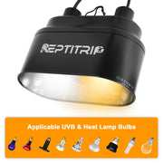 REPTITRIP Reptile Heat Lamp Fixture, Dual Light Fixture with Two Switches | Max 160W Each E26 Socket, Compatible with ceramic heat emitter, basking heat lamp, UVB bulb, for Bearded Dragon turtle lizard