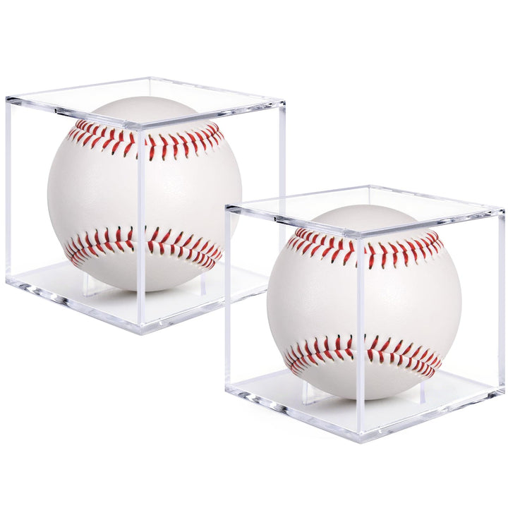 Guirnd 2 Pack Baseball Display Case, UV Protected Acrylic Baseball Holder Display case, Cube Memorabilia Autograph Ball Protector Boxes for Official Size Ball