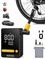 AstroAI Bike Pump, 12s Fast Inflate Bicycle Pump, Air Pump for Car Tires | 150PSI Tire Inflator Portable Air Compressor, Ball Pump with Tire Pressure Gauge & LED Light,L10 Mini Suitable for Car, Bikes