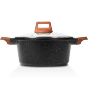 ESLITE LIFE Nonstick Stock Pot with Lid, 5 Quart Granite Casserole Large Soup Pot Pasta Cooking Pot, Induction Compatible, PTFE & PFOA Free, Black