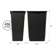 Glad Open Top Plastic Trash Cans | 12 Gallon, Black | 2 Pack