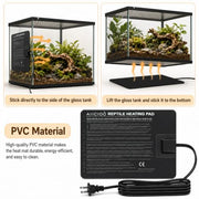 Aiicioo Reptile Heating Pad - Hermit Crab Heater Heat Mat for Reptiles Snake Lizard Terrarium 8 Watt