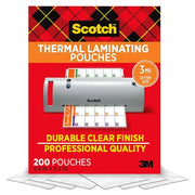 Scotch Thermal Laminating Pouches, 200 Count, Clear, 3 mil. | Ideal Office or School Supplies, Fits Letter Sized Paper (8.9 in. × 11.4 in.)