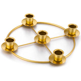 Newtay 1 Pack Christmas Advent Wreath Candle Holder, 5 Candle, Gold | 8.5 Inch Advent Wreath Ring Table Decoration Xmas Metal Ring Table Centerpiece for Holiday Christmas Home Decor