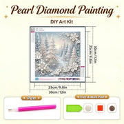 CHWGLFGG 5D Forest Pearl Diamond Art Kits for Adults Beginners 12x12inch | DIY 3D Christmas Tree Special Shape Plastic Pearl Painting Kit for Adult Gem Art Crafts Home Wall Decor