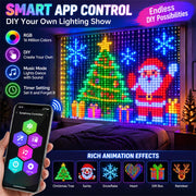 Christmas LED Smart Wall Curtain Net Lights, RGB Animated Outdoor Lights | 400 RGB Leds with App & Remote Control, Animated Effects, Timer, Music Sync and Customizable Christmas Light Displays