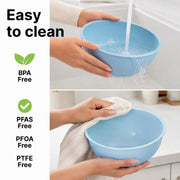 Zulay Kitchen 12 Piece Plastic Mixing Bowls with Lids Set - Leak-Proof Microwave & Freezer Safe Stackable Mixing Bowl Set for Preparing, Serving and Storing - Non-Slip Large Nesting Bowls (Blue Ombre)