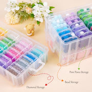 DILIBRA Bead Organizer Box, 5-Tier Stackable 140 Pcs Craft Storage Boxes | Portable Plastic Cases with Lids, Mini Bead Storage Containers for Jewelry Making Bracelets DIY Diamonds Nail Art Charms