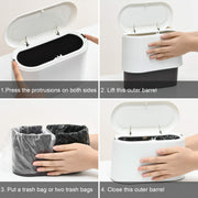 SUBEKYU Mini Trash Can with Lid,Small Desk Garbage Can,White 0.56 Gal | Countertop Mini Garbage Cans for Office Kitchen Coffee Table,Tiny Waste Basket,Bonus: 3 Rolls of Garbage Bags