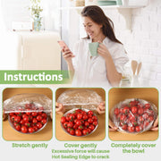 MAQIHAN 100 Bowl Covers Bread Proofing - Extra Large Plastic Wrap for Food | Stretch Elastic Food Covers for Outside, Reusable Shower Caps for Sourdough Bread Starter Basket, Baking Essential Supplies