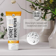 SILVER GRADE Dog Wound Care with Manuka Honey & Colloidal Silver for Scratches & Skin Irritations – Cat & Dog Hot Spot Treatment Gel Works as Honey Rapid Wound Repair for Horses – for All Pets – 2-Oz