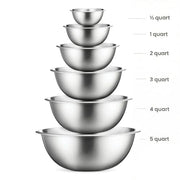 FineDine Stainless Steel Mixing Bowls Set, 6-Piece Metal Bowls | Stainless steel bowls, nesting design saves space, dishwasher safe, prep bowls, baking bowls, cooking bowls