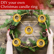 Newtay 1 Pack Christmas Advent Wreath Candle Holder, 5 Candle, Gold | 8.5 Inch Advent Wreath Ring Table Decoration Xmas Metal Ring Table Centerpiece for Holiday Christmas Home Decor