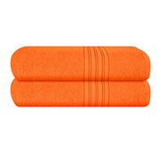 BOUTIQUO 100% Cotton 2 Pack Bath Towel Set 28x55, Eco-Friendly Large Bath Towels, Compact Quickdry Lightweight Soft & Highly Absorbent Bath Towel, Ideal for Everyday Gym Travel Camp Pool - Orange
