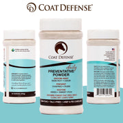 COAT DEFENSE Daily Preventative Powder & Rain Rot Treatment for Horses | Safe & Effective Equine Sweet Itch, Skin Funk, Scratches | Dry Horse Shampoo, 16 oz. | All Natural Ingredients
