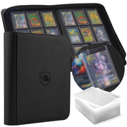 Top Loader Binder 9 Pocket, Holds 360 Toploaders, 100 Toploaders INCLUDED | Toploader Binder for 3" x 4" Rigid Toploaders, Trading Card Binder for TCG, MTG, Sport Cards, PU Leather Cover, Side Loading