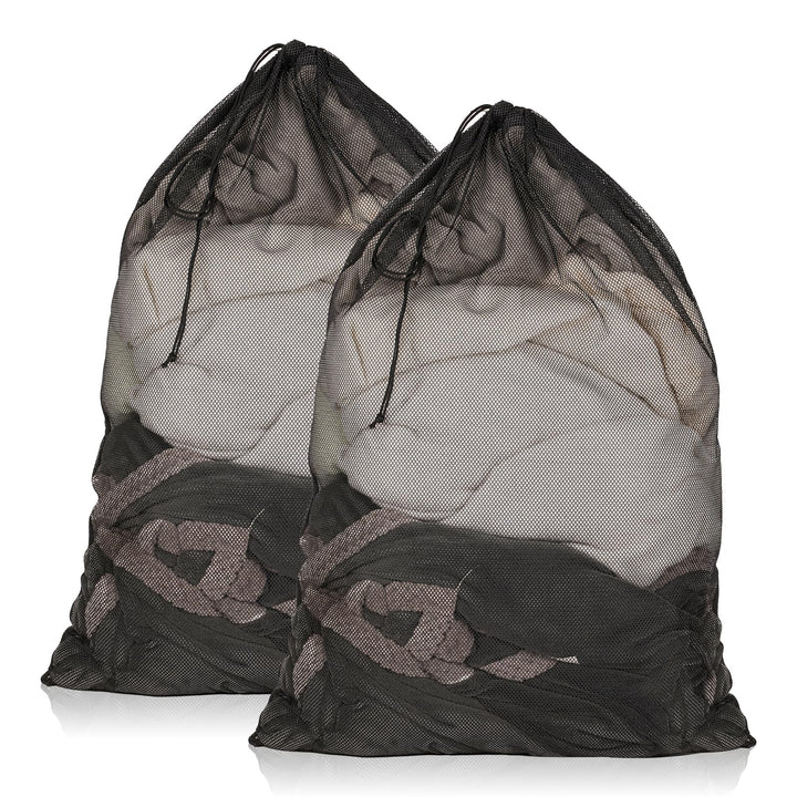 2 Pack Mesh Laundry Bags 23x34 Inch Drawstring Locking for Travel Home | Mesh bags with locking drawstring, Tear-resistant for blankets & towels, Lightweight foldable for travel/dorm