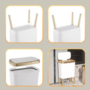 Procade 4 Gallon Bathroom Trash Can with Lid,Slim White and Gold Trash Bin | Bedroom Garbage can with Legs,Plastic Dog Proof Wastebaskets, Room Decor Bin for Kitchen,Office,Dorm,Laundry,Restroom,Rv