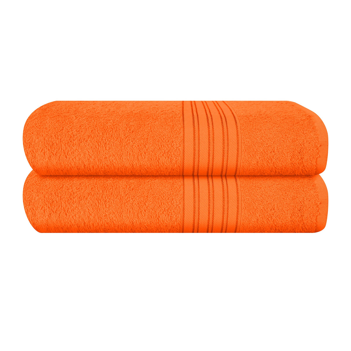 BOUTIQUO 100% Cotton 2 Pack Bath Towel Set 28x55, Eco-Friendly Large Bath Towels, Compact Quickdry Lightweight Soft & Highly Absorbent Bath Towel, Ideal for Everyday Gym Travel Camp Pool - Orange