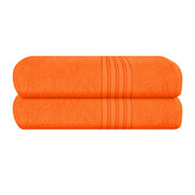 BOUTIQUO 100% Cotton 2 Pack Bath Towel Set 28x55, Eco-Friendly Large Bath Towels, Compact Quickdry Lightweight Soft & Highly Absorbent Bath Towel, Ideal for Everyday Gym Travel Camp Pool - Orange